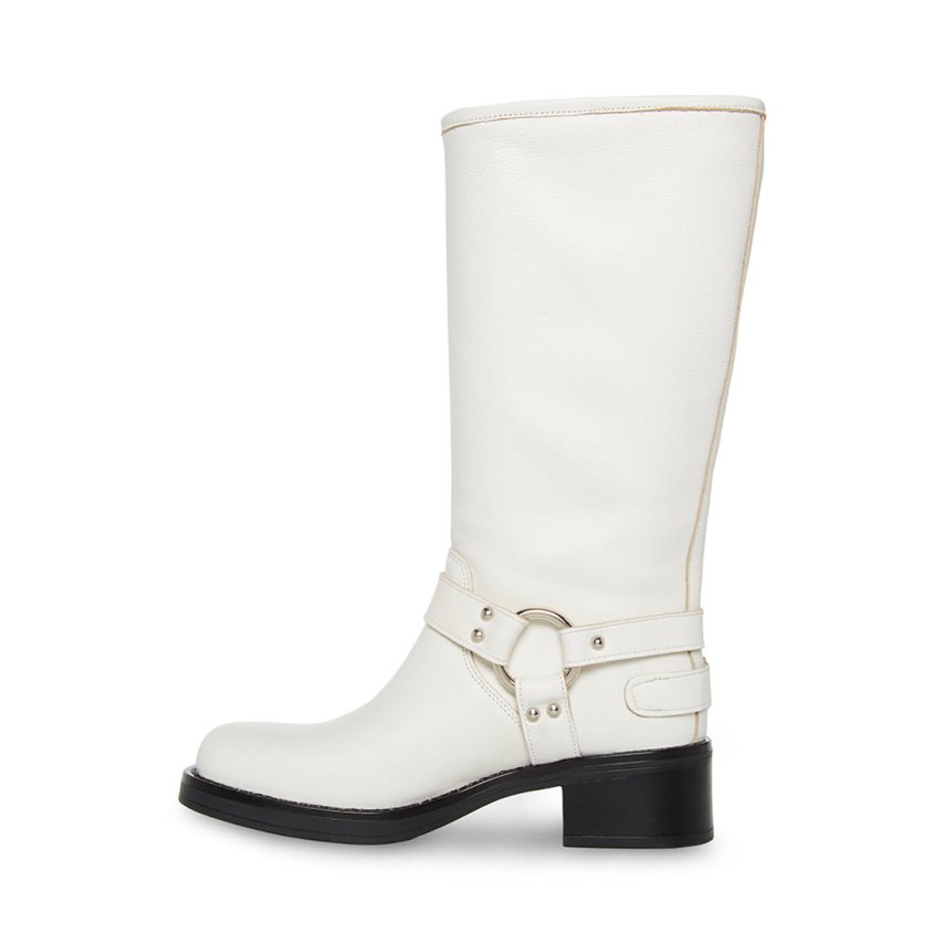 White Steve Madden Axelle Leather Women's High Boots | PH 4592OXN